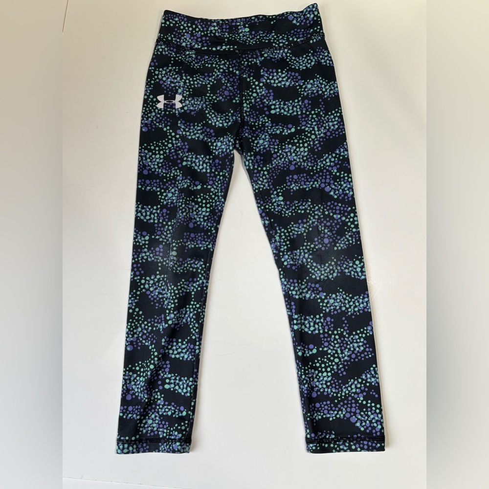 Under Armour Girls' Black Mini Galaxy Printed Athletic Leggings Size 5